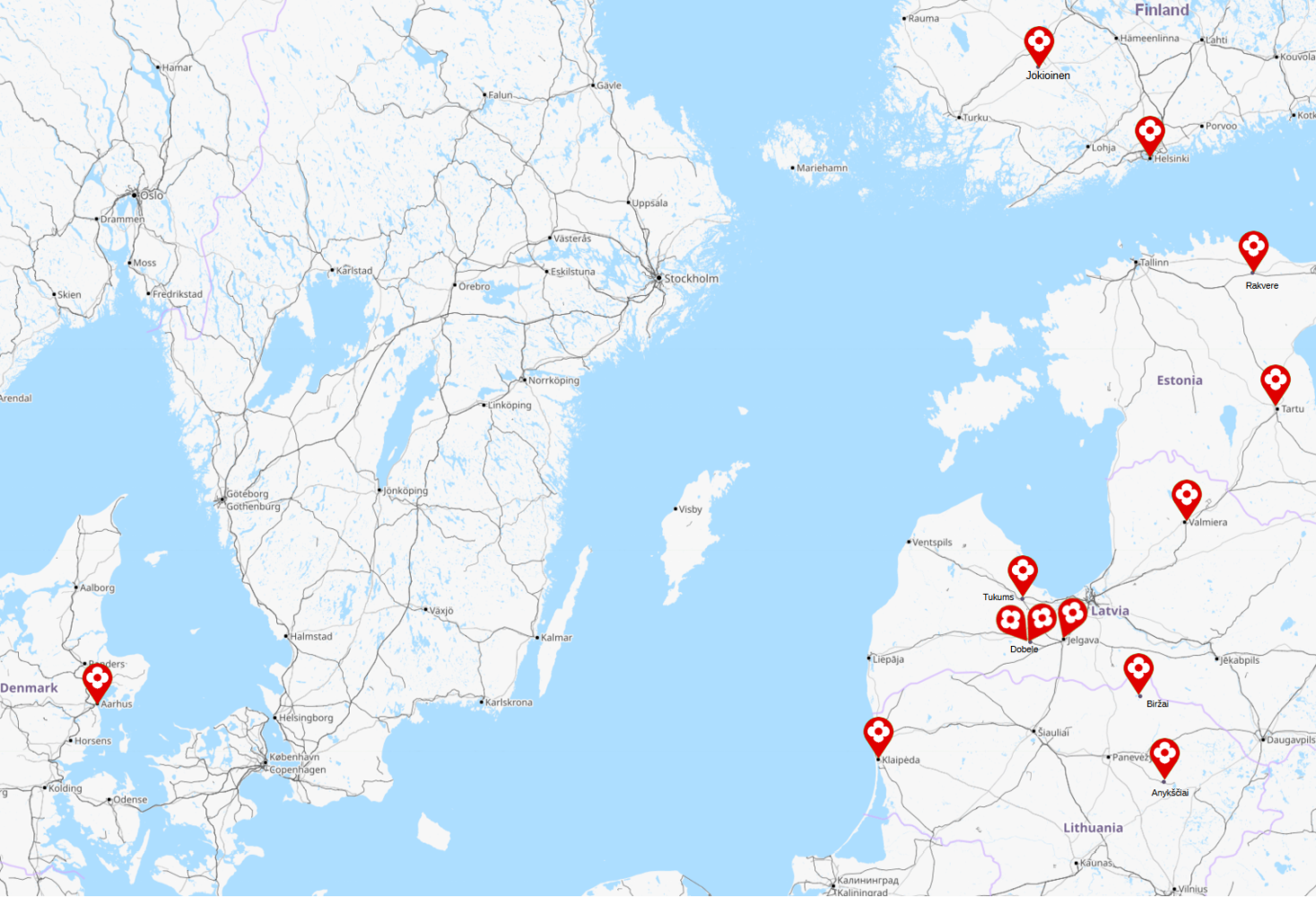 Project partners map